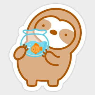 Cute Pet Goldfish Sloth Sticker